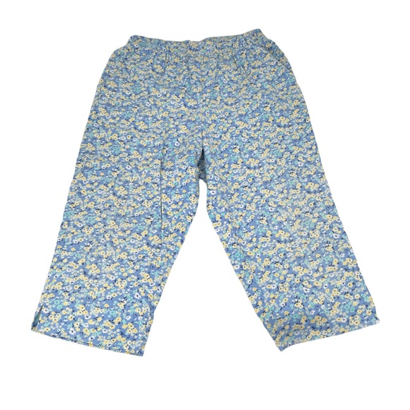 Koret Francisca Cropped Floral Pants Vintage Blue Yellow Size 12 - Picture 3 of 7
